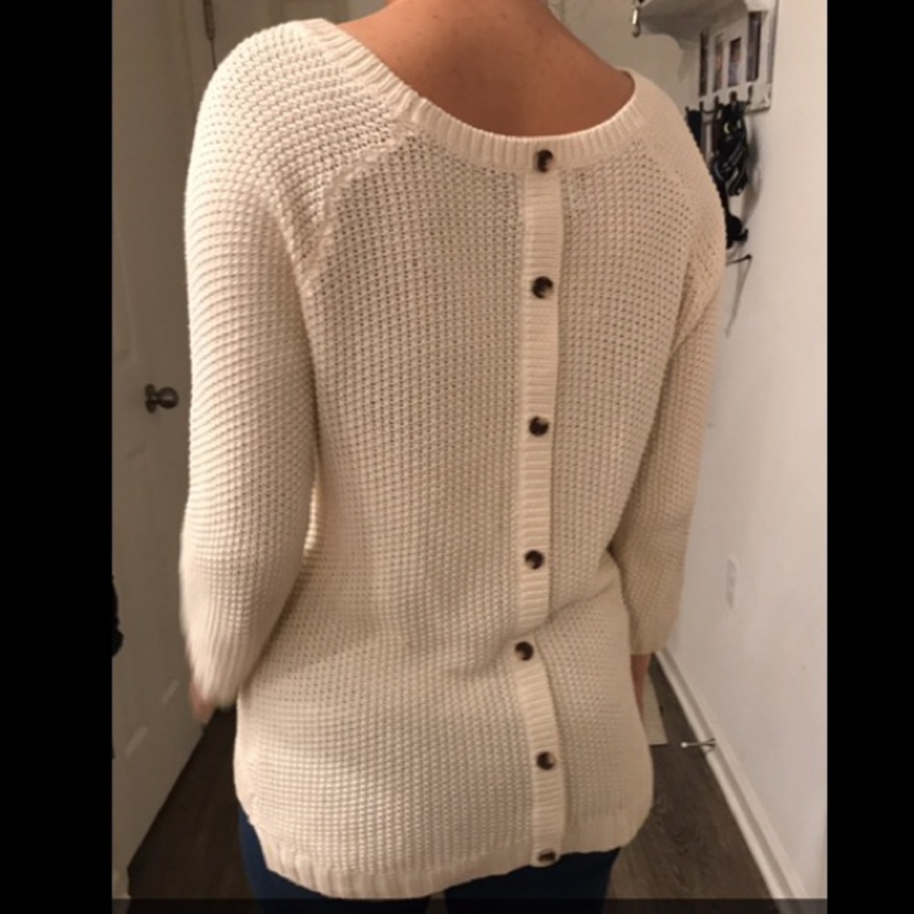 Oversized sweater with back button details